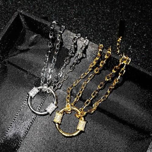 Fashion Punk Two Chain Bracelet With Round Pendant Geometric Personality Jewelry For Women Party Unique Birthday Gift