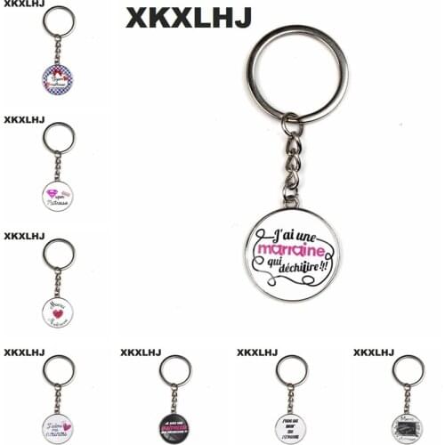XKXLHJ Fashion merci maitresse Long chain key chain Pendant car ring holder charms I am a mistress silver color keychain jewelry