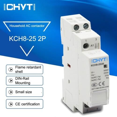ICHYTI 2P 25A 220V/230V 50/60HZ Din rail Household AC Modular contactor 2NO 2NC or 1NO 1NC