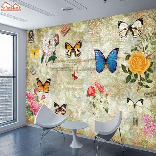 Wall Papers Home Decor Paper 3d Wallpaper Photo Murals Roll Wallpapers for Living Room Walls 3 d Decoration Butterfly Flower Art