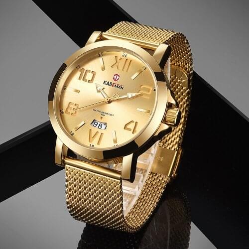 Kademan New Fashion Mesh Calendar Quartz Watch Large Dial Waterproof Watch Mens Watch Japanese Movement