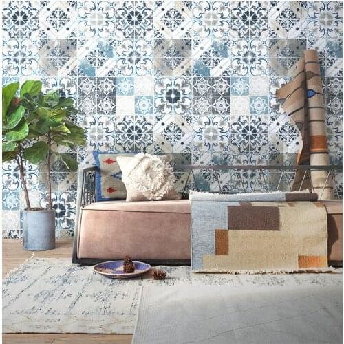 Bohemia Style Wallpaper Waterproof PVC Vinyl Wall Paper for Study Hotel Bathroom Background Wall Papel De Parede 10Mx53CM