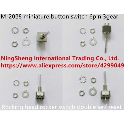 Original new 100% M-2028 miniature button switch 6pin 3gear rocking head rocker switch double self reset