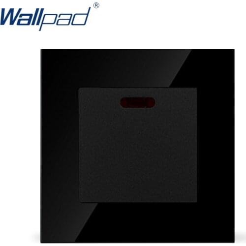 Wallpad 45A Switch Luxury Hotel Black Crystal Glass 45A Air Condition Wall Switch with Led Light,Free Shipping
