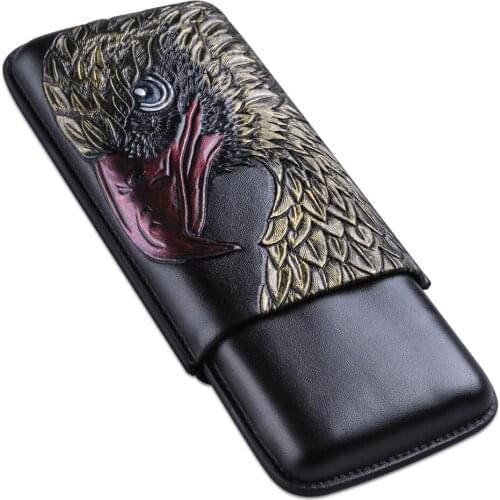Portable Travel Soft Leather Animal Style Cigar Case Holder 3 Cigars Humidor with Gift Box Nice CF-0021
