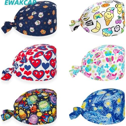 Wholesale Scrubs Hat Adjustable Beauty Salon Nursing Hats gorros quirurgicos mujer Lab Working Caps Pet Shop Scrub Cap Unisex
