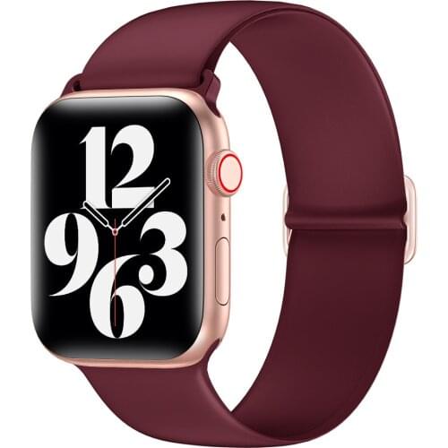 Adjustable Silicone Strap for Apple watch 44mm 42mm 40mm 38mm Soft elastic replacement bracelet strap for iwatch 6 5 4 3 2 1 SE