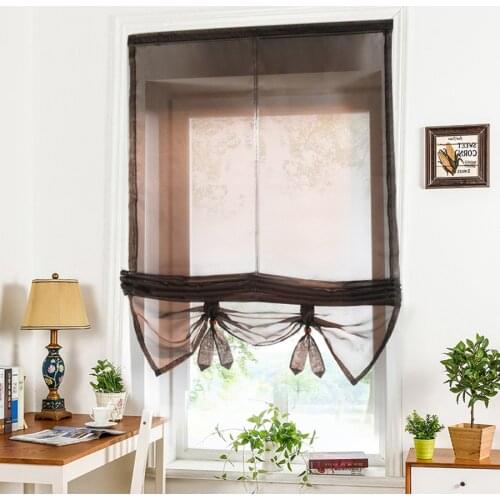 Roman Curtains Liftable Kitchen Coffee Balcony Window Tulle Curtains Cortinas With Plastic Tube