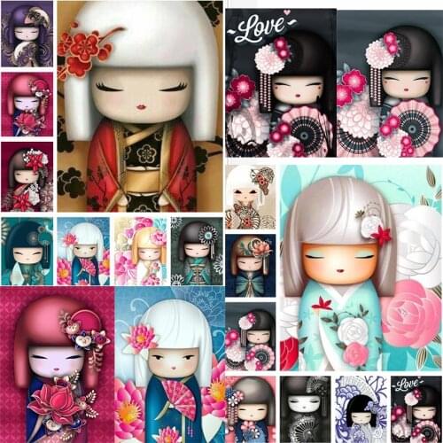 2019 Christmas gifts 5d diamond embroidery full set Japanese doll DIY Diamond Painting Cross stitch Japanese doll decor for home