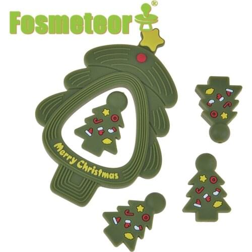 Fosmeteor Silicone Teether For Teeth Christmas Tree DIY Baby Teether Rodent BPA Free Pacifier Pendant Chewing Gum Nursing Tiny