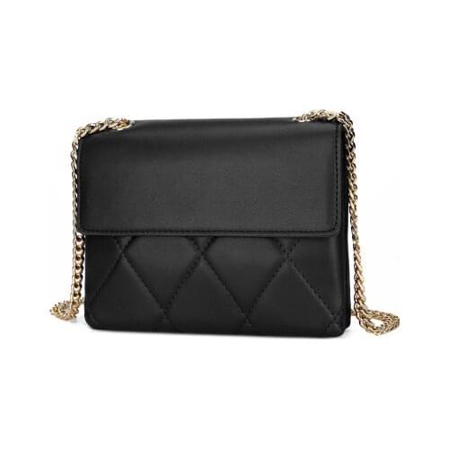 New European Style Solid Color Pu Shoulder Bag Female Fashion Messenger Bag Mini Square Bag Black Chain Bag