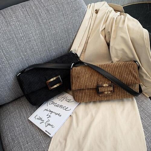 Hot Sale Handbag Elegant Corduroy Shoulder Handbag Women Totes Shopping Solid Color Shoulder Bags for Hiking and Travel Purse