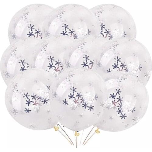 10pcs Snow Party Snowflake Confetti Clear Transparent Latex Balloon Adult Kids Princess Birthday Decoration Baby Shower Decor