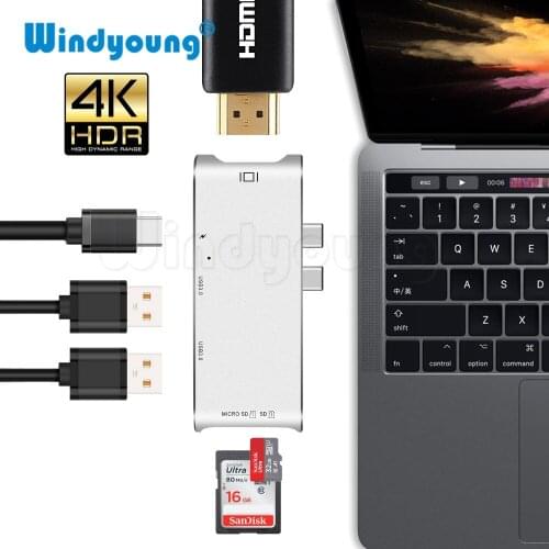 USB C HUB HDMI for MacBook Pro Hub Adapter, thunderbolt 3 USB-C HDMI USB 3.1 SD/TF Card Reader+ Type-C Power Delivery Type C Hub