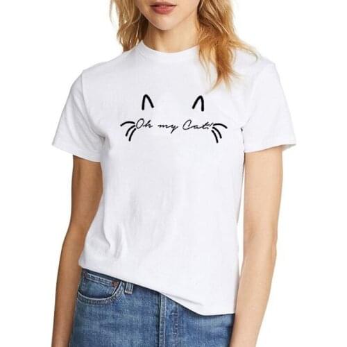 Oh My Style Cat Funny T Shirts Women T-shirt Loose Camiseta Mujer Short Sleeve Harajuku Tshirt Women Fashion Tee Shirt Femme
