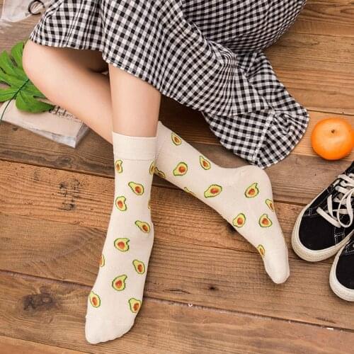Women Socks Funny Cute Cartoon Fruits Banana Avocado Lemon Egg Cookie Donuts Food Happy novelty Foot skateboard Sock calcetines