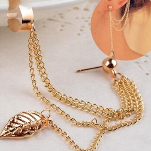 1 x fashion earing Young Gift Leaf Chain Tassel Earrings