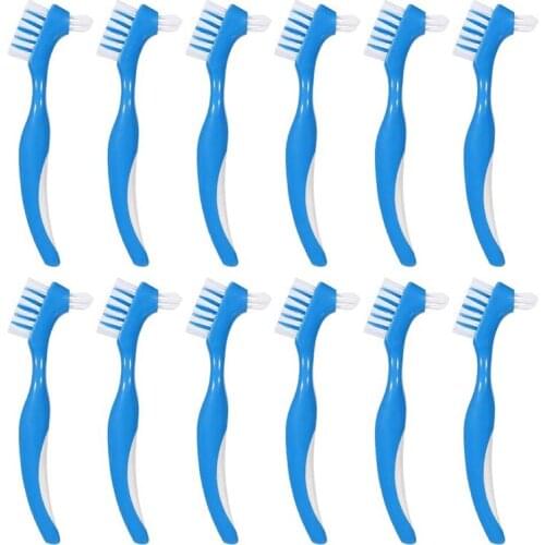 12 Pack Denture Brush Hard Denture Cleaning Brush False Teeth Brush Toothbrush