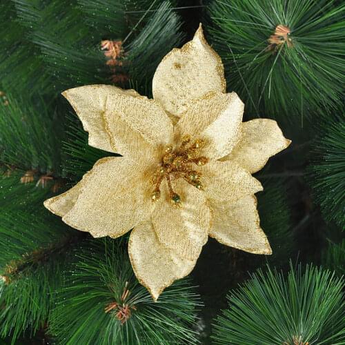 13CM Artificial Flower Butterfly Xmas Ornament Christmas Tree Decoration Festival Party New Year Decorations Flowers MR0127