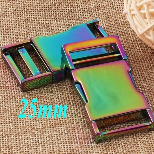 2-10 Rainbow Backpack Release Buckle 25mm Metal Craft Case Clasps Bags Belts Locks Packs Bracelet Collar Insert Buckles Clip 1"