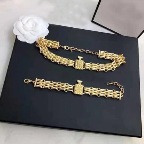 2020 Hot Brand Fashion Jewelry Set For Women Thick Chain Party Jewelry Set Pearls Choker Bracelet Fashion Pearls Jewelry Set