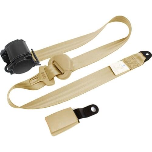 Beige Color 3 Point Retractable Car Seat Belts Seatbelts W/Release Camlock for Safety