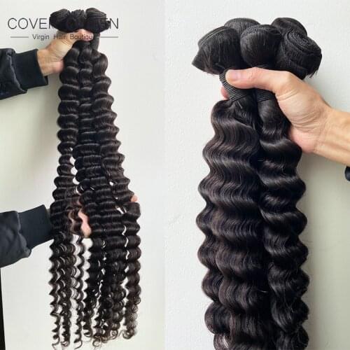 30 32 34 38 40 Inch Curly Brazilian Hair Weave Bundles 100% Raw Virgin Human Hair Bundles Natural Color Deep Wave Remy Hair Weft