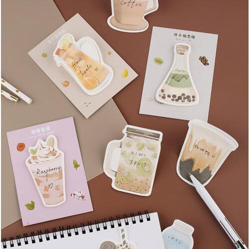 Drinks Milk Tea Snack Mini Sticky Notes Decorative Self- Stick Notes Easy To Post Memo Pads for Home, Office, Notebook 30 Sheets