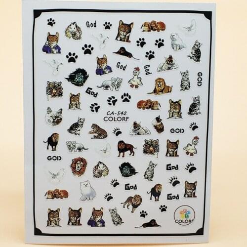 3D Nail Sticker Girl Manicure Decals Decoration Stickers for Nails Cat Lion Tiger Animal Design Nail Art Sticker Accessories