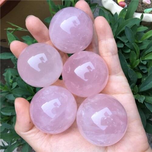 5 pcs natural rose quartz small sphere set healing crystalstone energy pink quartz pocket ball