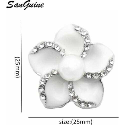6pcs/lot New 18mm Snap Jewelry Crystal Flower Metal Rhinestone Snap Buttons Fit Snap Bracelet Bangles Necklaces