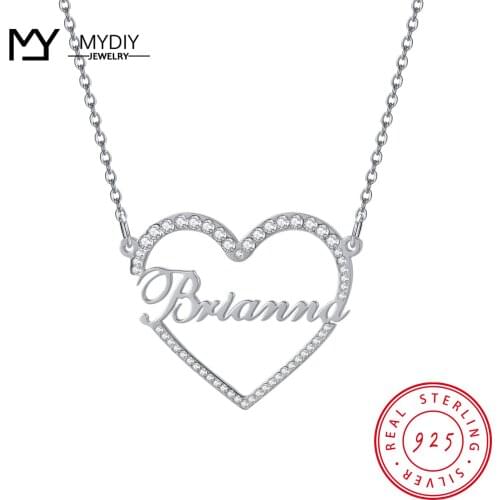 925 Sterling Silver Love Name Custom Text Custom Couple Name Necklace Simple Pendant Personalized Best Gift For Girlfriend