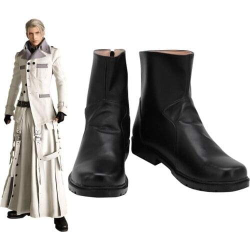Final Fantasy VII Remake Rufus Shinra Cosplay Boots Black Leather Shoes Custom Made Any Size