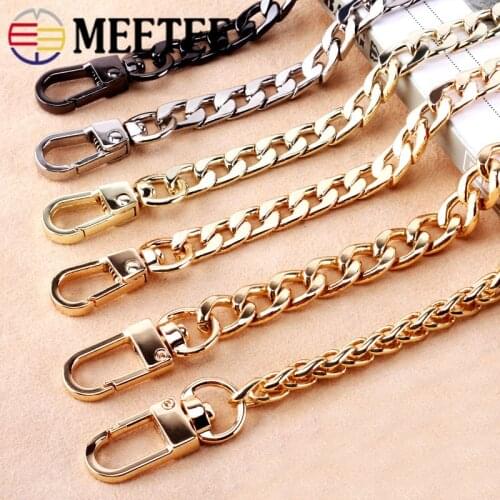 Meetee 20/100/120cm Metal Purse Chains Bags Strap Replacement Shoulder Crossbody Bag Straps Wallet Handle DIY Handbags Hardware