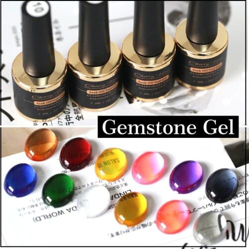 Hot Sale 12Colors Translucent Candy Color Gel Nail Polish Varnish Lacquer 7ml Glass Gel Nail Art Tips Gemstone LED&UV Gel Polish