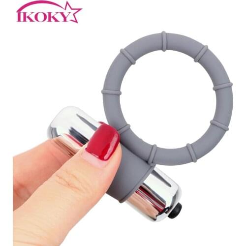 IKOKY Vibration Cock Rings Penis Rings Clitoris Stimulator Single Frequency Vibrator Silicone Sex Toys for Men Delay Ejaculation
