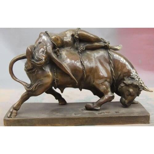 China Bronze Copper Decoration Sculpture Bull Cow Cattle Ox Beauty Woman Statue