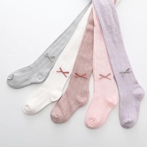 Tights for children Baby girl clothes Pantyhose Thin wheat ear type small bow-knot leggings Baby Cotton Cute Kids Girl Tights