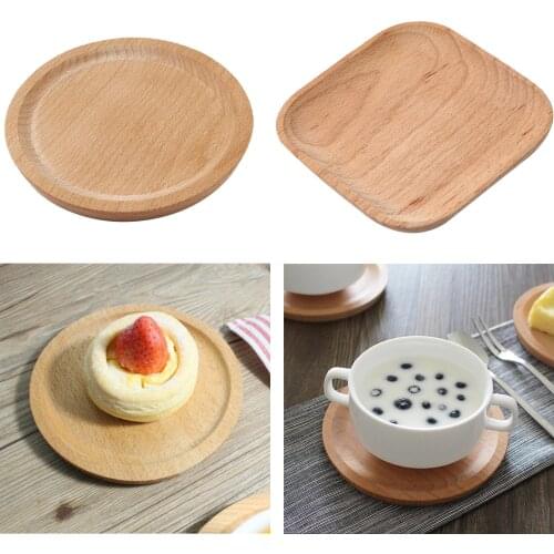 2Pcs Solid Wood Pan Plate,Fruit Dishes Saucer Tea Tray,Dessert Dinner Plate,Tableware Set