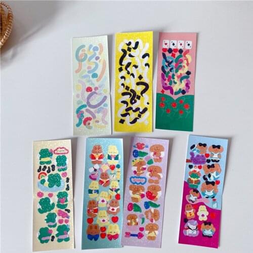 Korean DIY Scripbook Mobile Couple Ins Dazzling BlackWhite Ribbon Laser Sticker Gift Stationery Decoration Sticker