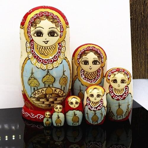 20cm 7pcs/set Fashion Russian Doll Home Decoration Birthday Gifts New Year Gifts Wooden Russian Doll Wood Art Doll
