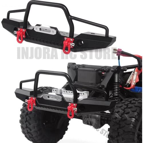 Metal Black Front Bumper with LED light for 1:10 RC Crawler Car Axial SCX10 90046 90047 Traxxas TRX-4