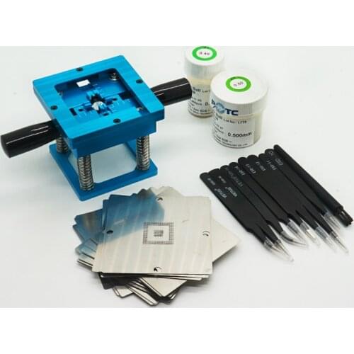 BGA reballing Kit with hand shank BGA tin fixture BGA reballing kit 90*90mm Universal Bga Stencil Holder Jig