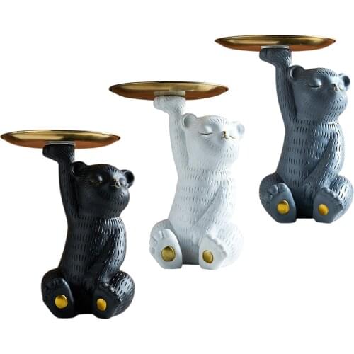 Adorable Bear Figurine Small Trinket Storage Tray Home Bedroom Decoration