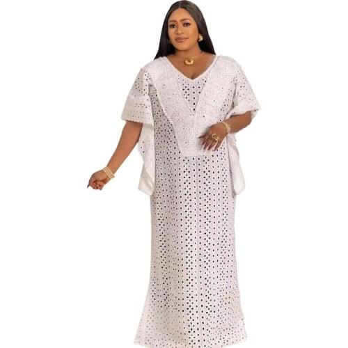 African Maxi Dresses For Women Batwing Sleeve Loose Boubou 2021 Fashion Splice Hollow Street Style Casual African Dress Vestidos
