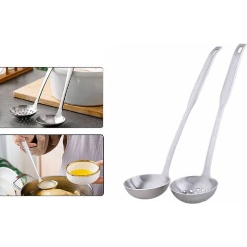1PC Stainless Steel Long Handle Gold Soup Ladle Slotted Colander Spoon Hot Pot Strainer Filter Skimmer Kitchen Cooking Tool