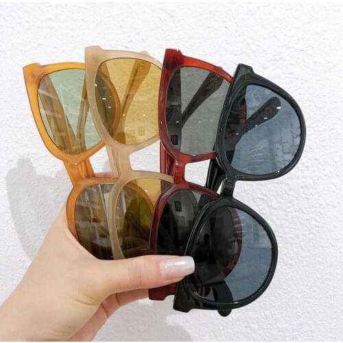 SO&EI Ins Popular Fashion Round Women Sunglasses Vintage Jelly Red Tea Orange Eyewear Men Trending Sun Glasses Shades UV400