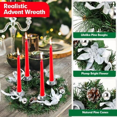 Christmas Advent Wreath Candlestick Durable Material Decoration String Front Door Hanging Garland Holiday Home Decorations