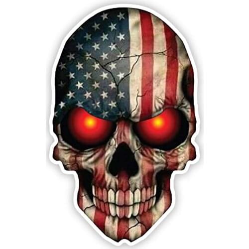 S50481 Various Sizes Personality PVC Decal Skeleton American Flag V1 Waterproof Car Sticker on Motorcycle Laptop Decorative
