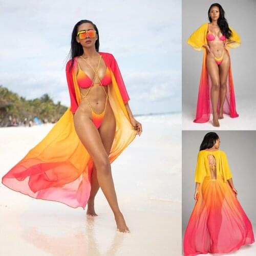 Sexy Triangle Push Up Micro Bikini Set Brazilian Bikinis Women Swimwear Gradiant Color Mini String Bandage Bathing Suit Cover Up